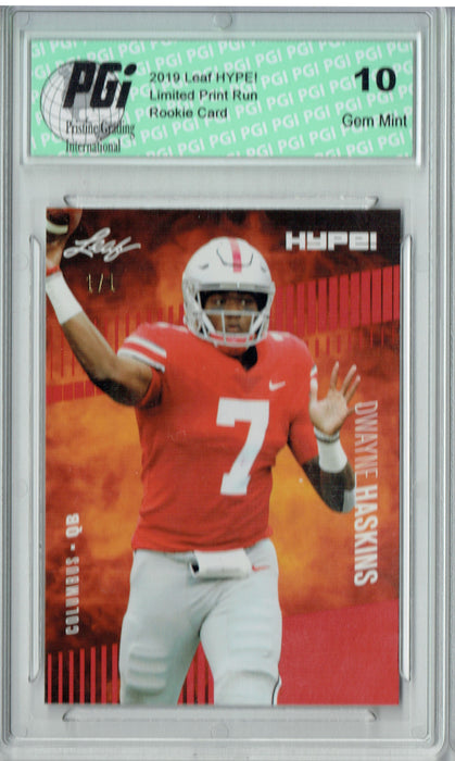 Dwayne Haskins 2019 Leaf HYPE! #20A Red Blank Back 1 of 1 Rookie Card PGI 10