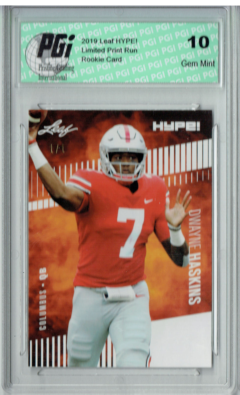 Dwayne Haskins Rookie Card Washington PGI 10 Gem Mint Football Trading Card 2019 Leaf HYPE! #20A White Blank Back 1 of 1