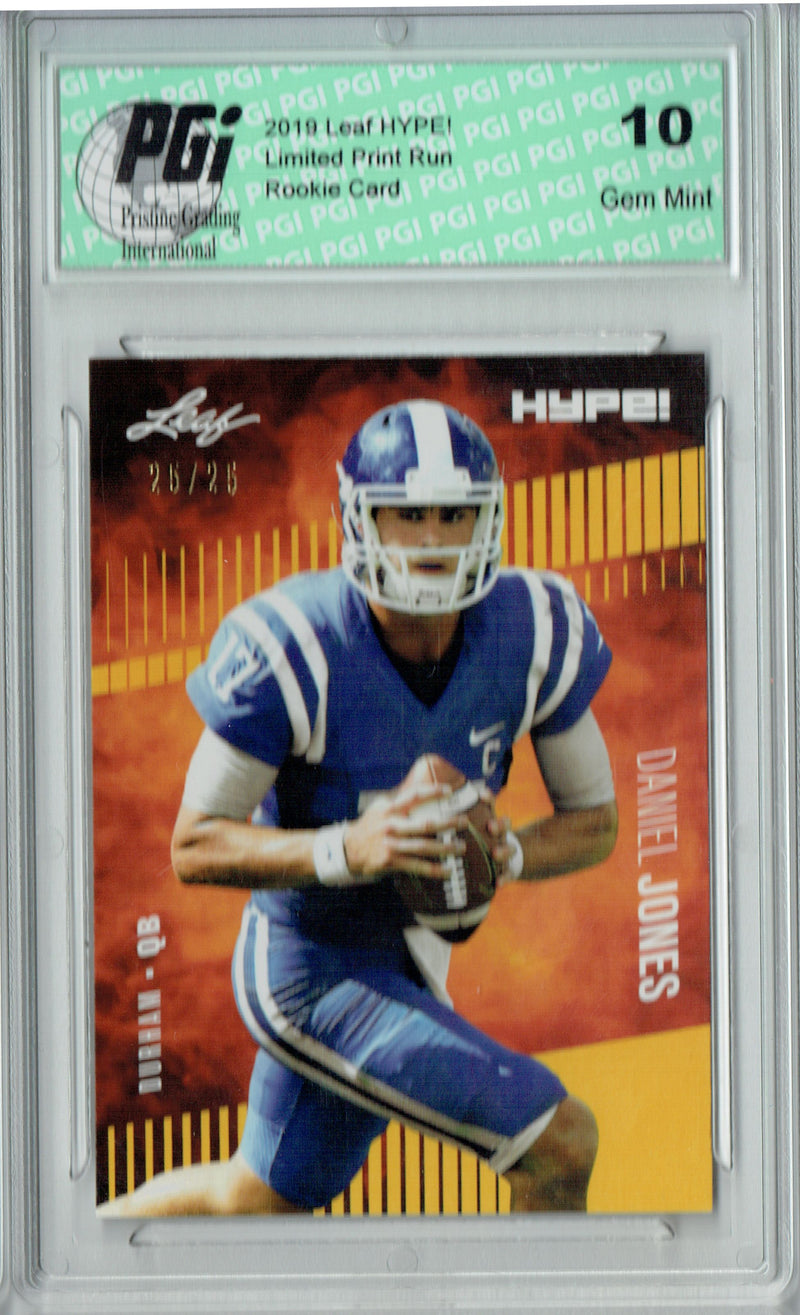 Daniel Jones Rookie Card New York PGI 10 Gem Mint Football Trading Card 2019 Leaf HYPE! #18 Gold SP, Only 25 Made