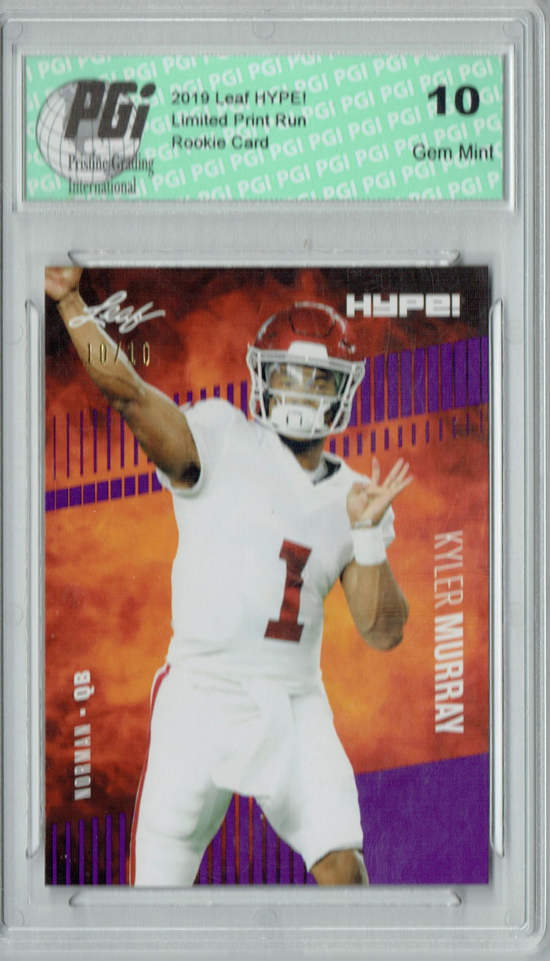 Kyler Murray Rookie Card Arizona PGI 10 Gem Mint Football Trading Card 2019 Leaf HYPE! #22 Purple SP, Just 10 Made