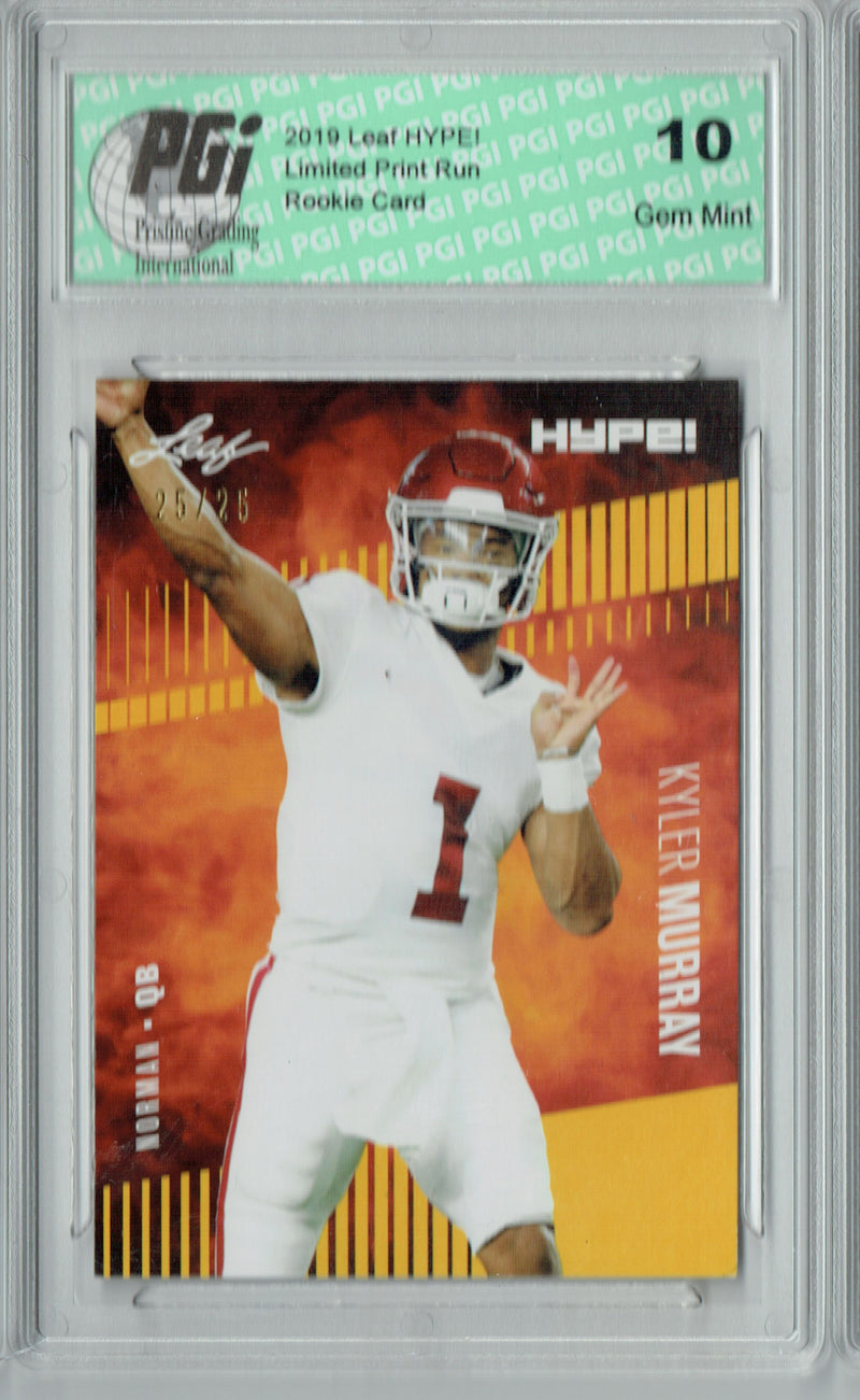 Kyler Murray Rookie Card Arizona PGI 10 Gem Mint Football Trading Card 2019 Leaf HYPE! #22 Gold SP, Only 25 Made