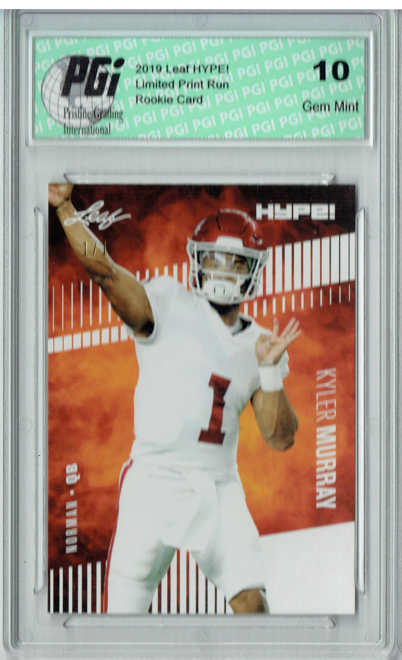 Kyler Murray Rookie Card Arizona PGI 10 Gem Mint Football Trading Card 2019 Leaf HYPE! #22 White Blank Back 1 of 1