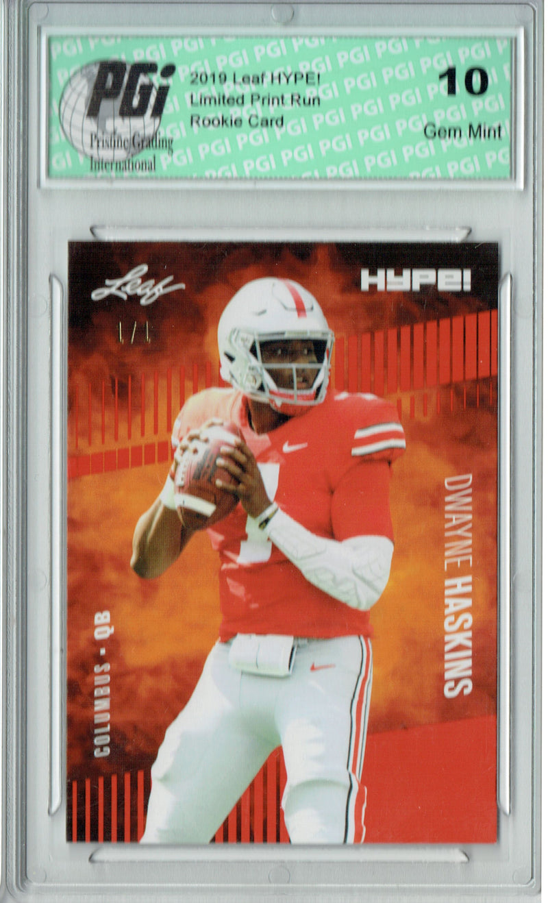 Dwayne Haskins Rookie Card Washington PGI 10 Gem Mint Football Trading Card 2019 Leaf HYPE! #20 Masterpiece True 1 of 1