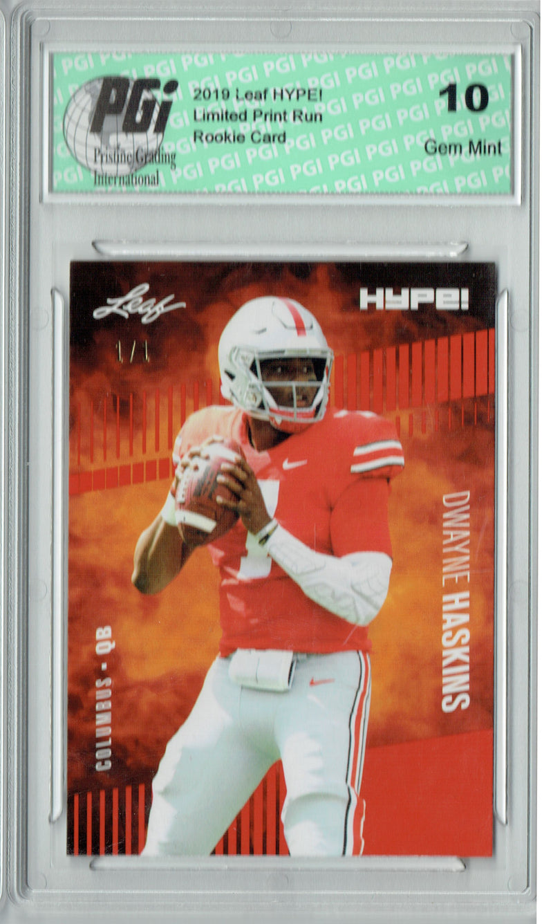 Dwayne Haskins Rookie Card Washington PGI 10 Gem Mint Football Trading Card 2019 Leaf HYPE! #20 Orange Blank Back 1 of 1