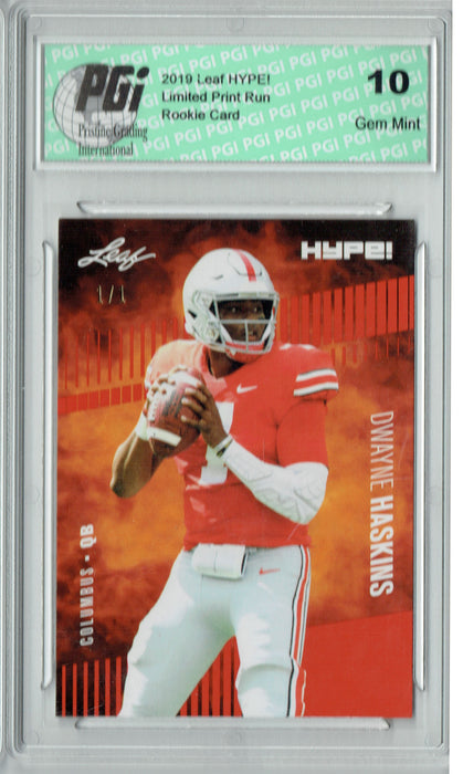 Dwayne Haskins 2019 Leaf HYPE! #20 Orange Blank Back 1 of 1 Rookie Card PGI 10