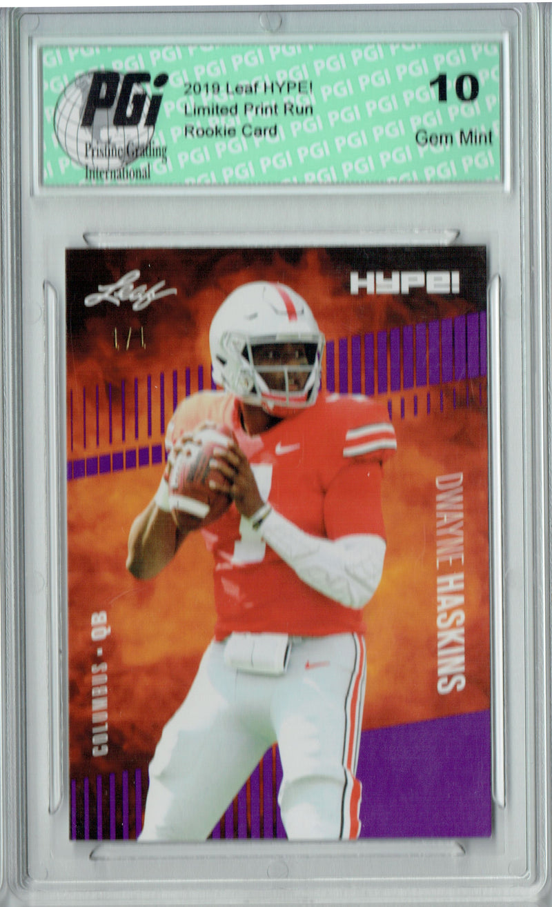 Dwayne Haskins Rookie Card Washington PGI 10 Gem Mint Football Trading Card 2019 Leaf HYPE! #20 Purple Blank Back 1 of 1