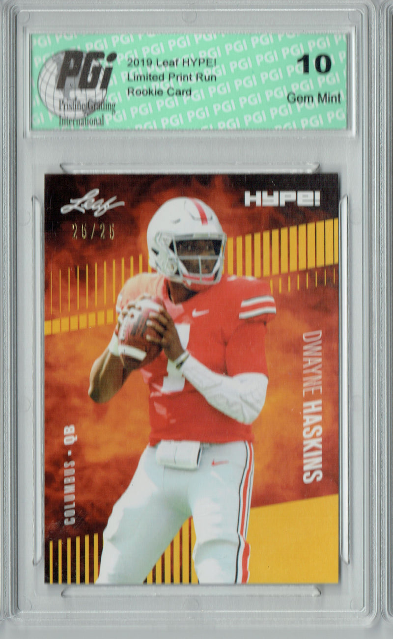 Dwayne Haskins Rookie Card Washington PGI 10 Gem Mint Football Trading Card 2019 Leaf HYPE! #20 Gold SP, Only 25 Made