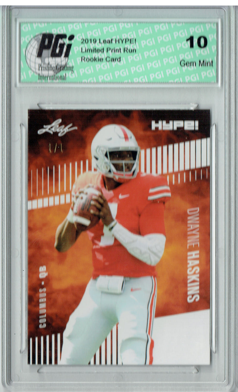 Dwayne Haskins Rookie Card Washington PGI 10 Gem Mint Football Trading Card 2019 Leaf HYPE! #20 White Blank Back 1 of 1