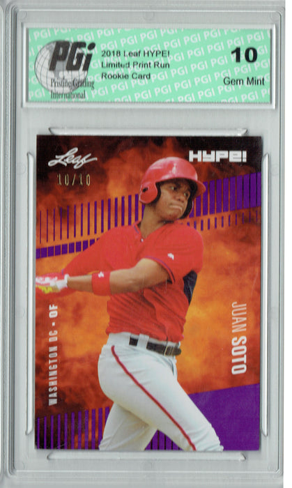 Juan Soto 2018 Leaf HYPE! #15 Purple SP, Just 10 Made Rookie Card PGI 10