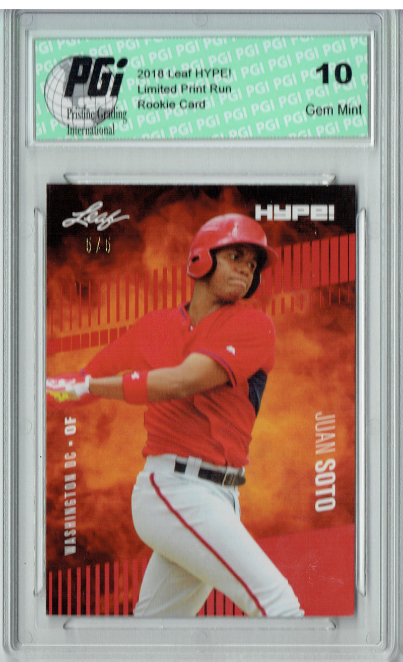 Juan Soto 2018 Leaf HYPE #15 Red SP, Limited to 5 Made Rookie Card PGI 10