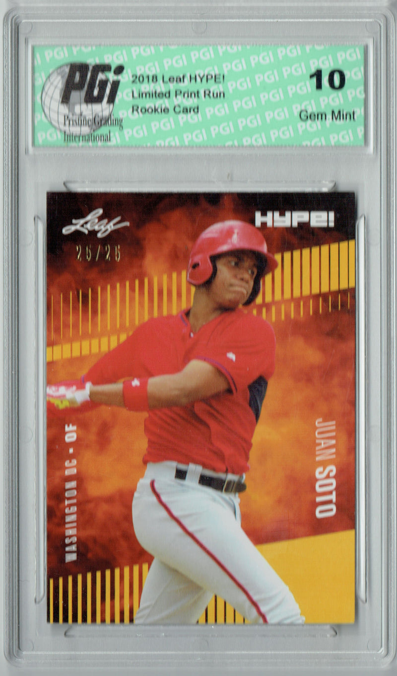 Juan Soto 2018 Leaf HYPE #15 Gold SP, Only 25 Made Rookie Card PGI 10