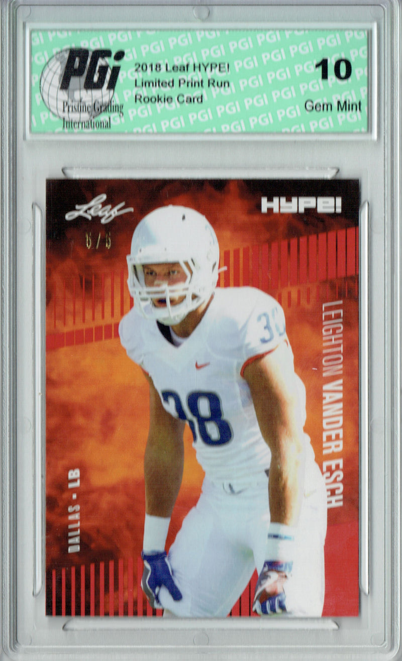 Leighton Vander Esch Rookie Card Dallas PGI 10 Gem Mint Football Trading Card 2018 Leaf HYPE! #16 Red Blank Back 1 of 1