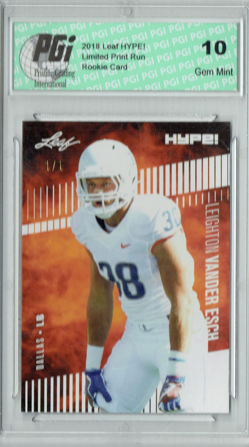Leighton Vander Esch Rookie Card Dallas PGI 10 Gem Mint Football Trading Card 2018 Leaf HYPE! #16 White Blank Back 1 of 1