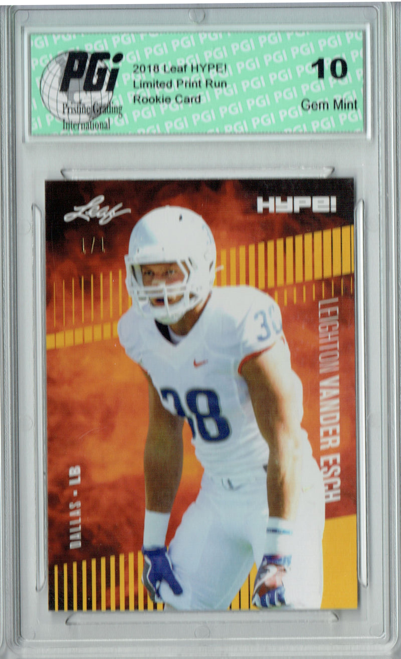 Leighton Vander Esch Rookie Card Dallas PGI 10 Gem Mint Football Trading Card 2018 Leaf HYPE! #16 Gold Blank Back 1 of 1