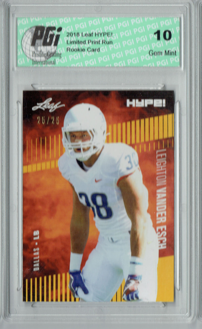 Leighton Vander Esch Rookie Card Dallas PGI 10 Gem Mint Football Trading Card 2018 Leaf HYPE! #16 Gold SP, Only 25 Made
