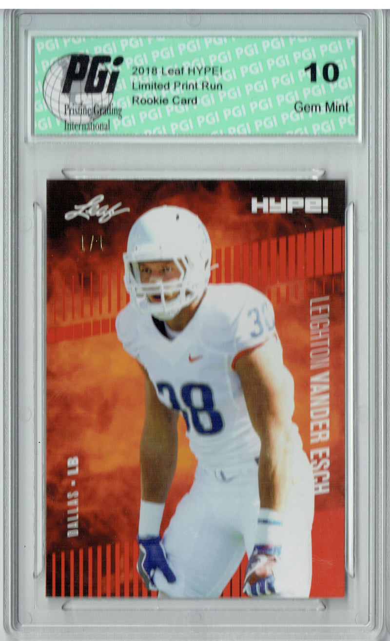 Leighton Vander Esch Rookie Card Dallas PGI 10 Gem Mint Football Trading Card 2018 Leaf HYPE! #16 Orange Blank Back 1 of 1