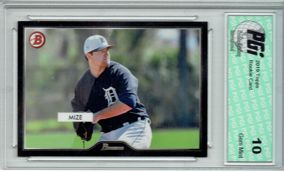 Casey Mize 2019 Topps #11 55 Bowman SP 2500 Made Rookie Card PGI 10