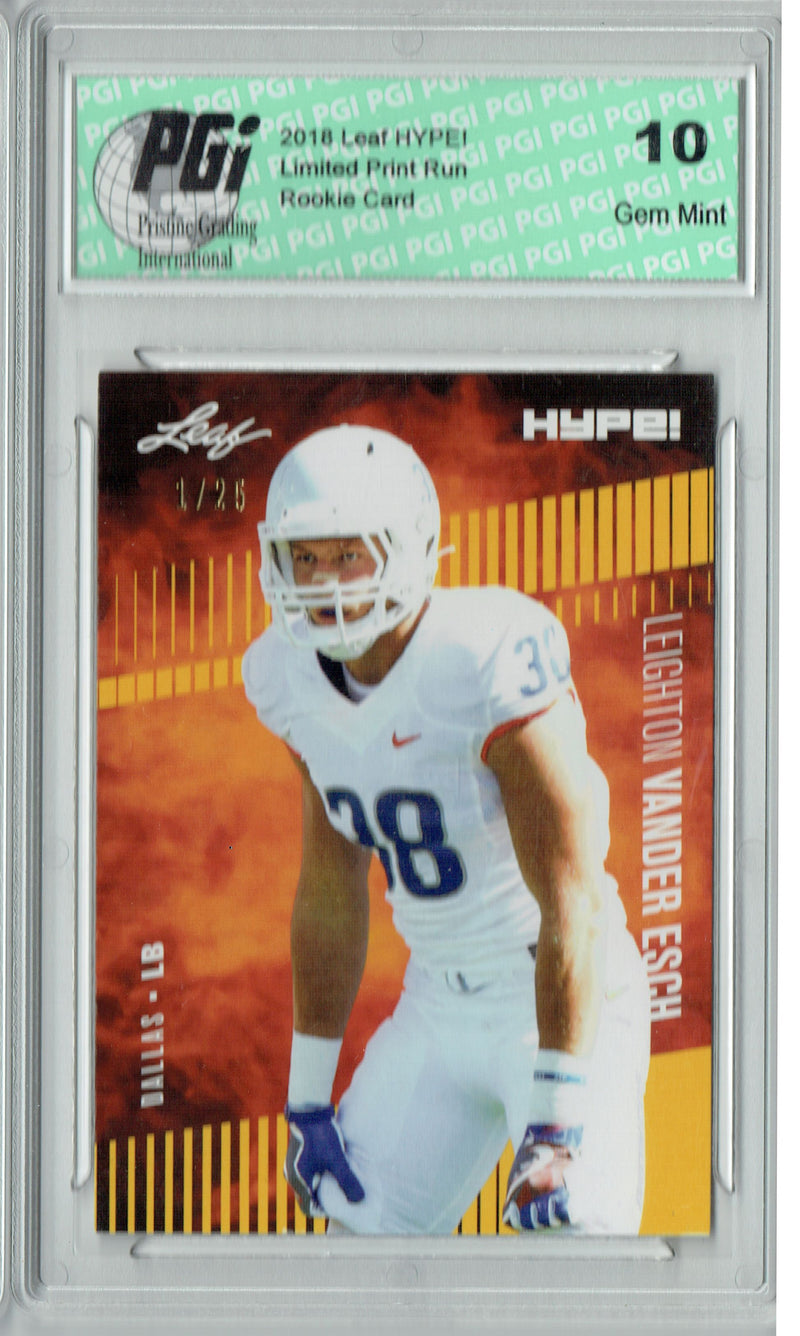 Leighton Vander Esch Rookie Card Dallas PGI 10 Gem Mint Football Trading Card 2019 Leaf HYPE! #16 The 1 of 25