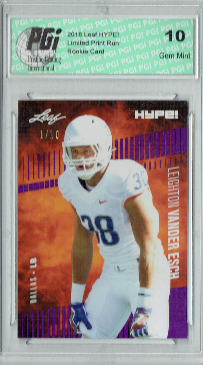 Leighton Vander Esch Rookie Card Dallas PGI 10 Gem Mint Football Trading Card 2019 Leaf HYPE! #16 The 1 of 10