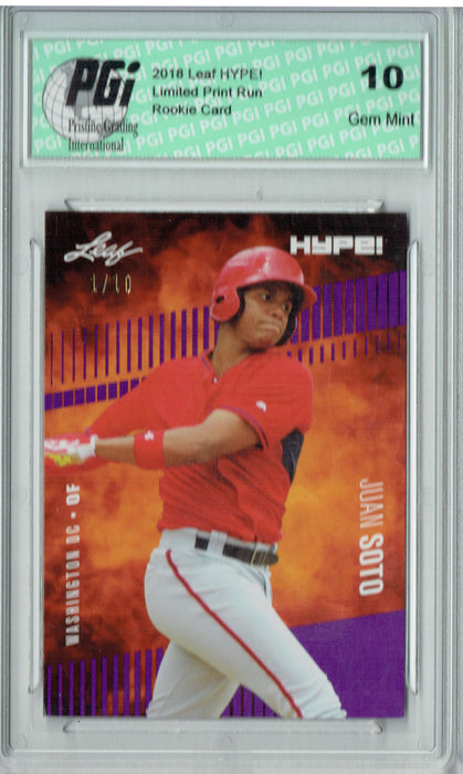 Juan Soto 2018 Leaf HYPE! #15 The 1 of 10 Rookie Card PGI 10