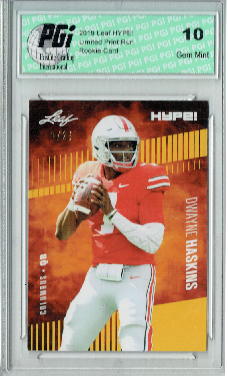 Dwayne Haskins Rookie Card Washington PGI 10 Gem Mint Football Trading Card 2019 Leaf HYPE! #20 The 1 of 25