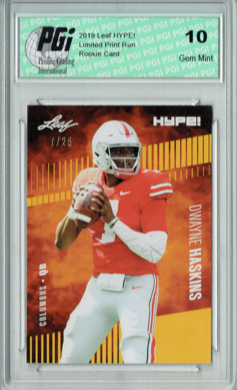 Dwayne Haskins Rookie Card Washington PGI 10 Gem Mint Football Trading Card 2019 Leaf HYPE! #20 Jersey #7 of 25