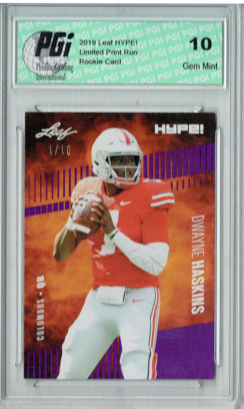 Dwayne Haskins Rookie Card Washington PGI 10 Gem Mint Football Trading Card 2019 Leaf HYPE! #20 The 1 of 10