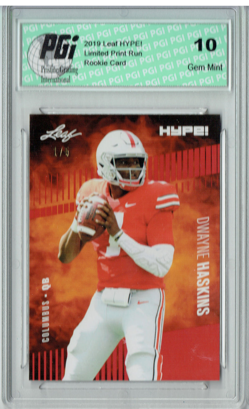Dwayne Haskins Rookie Card Washington PGI 10 Gem Mint Football Trading Card 2019 Leaf HYPE! #20A The 1 of 5