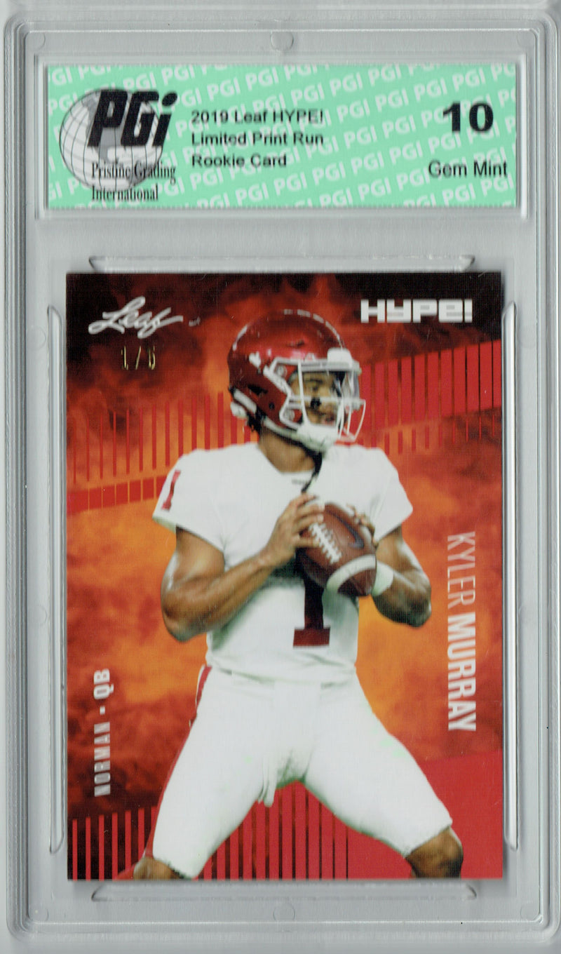 Kyler Murray Rookie Card Arizona PGI 10 Gem Mint Football Trading Card 2019 Leaf HYPE! #22A Jersey #1 of 5