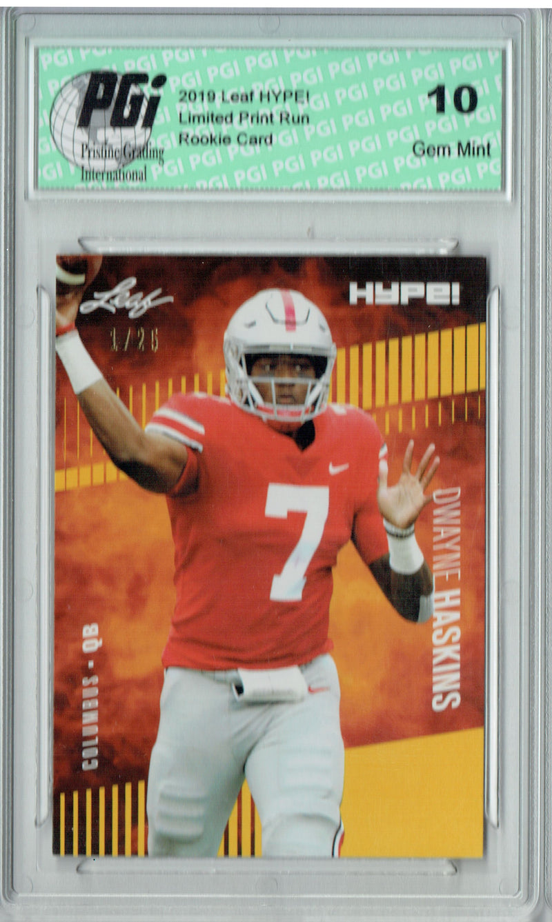 Dwayne Haskins Rookie Card Washington PGI 10 Gem Mint Football Trading Card 2019 Leaf HYPE! #20A The 1 of 25
