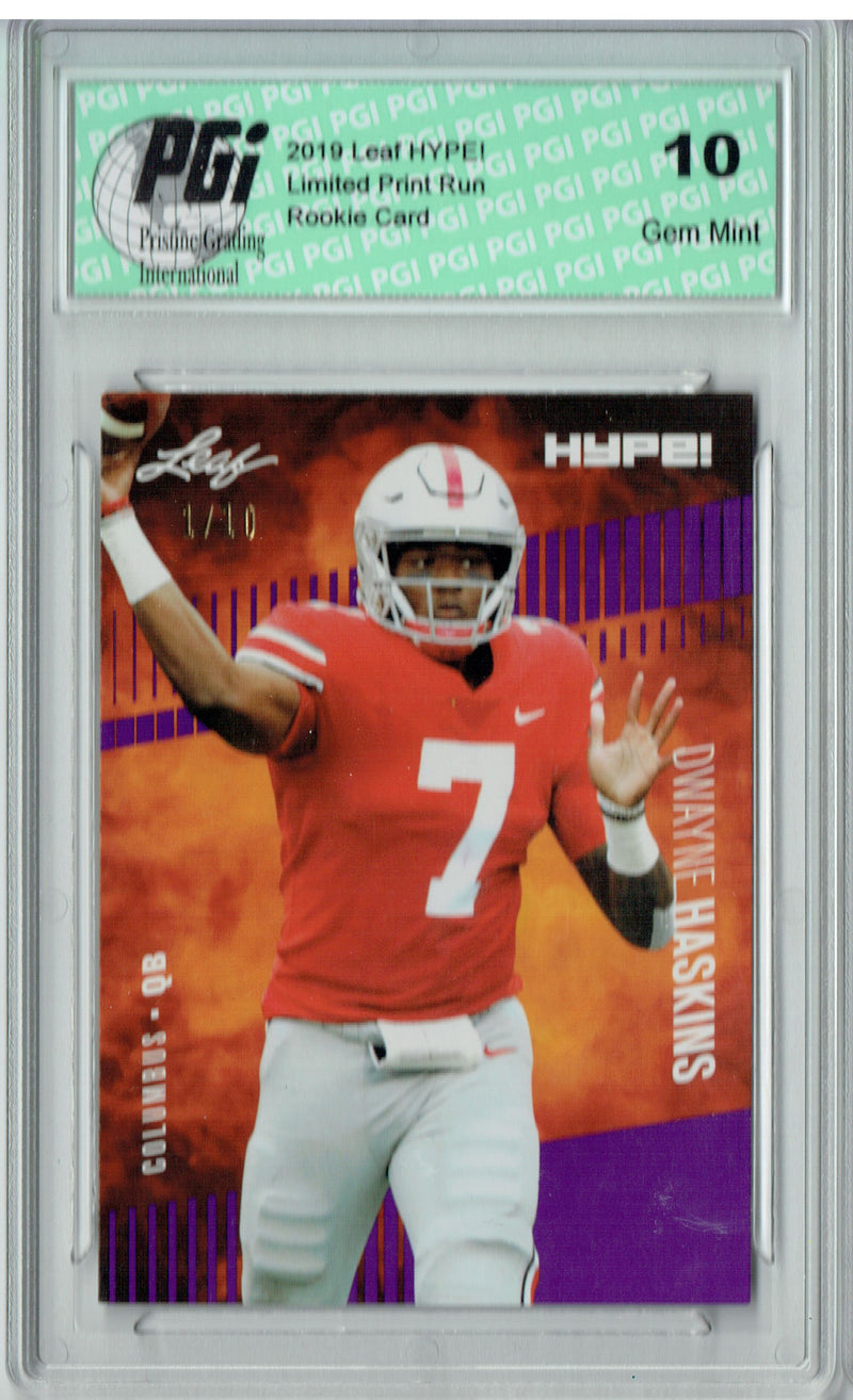 Dwayne Haskins Rookie Card Washington PGI 10 Gem Mint Football Trading Card 2019 Leaf HYPE! #20A The 1 of 10