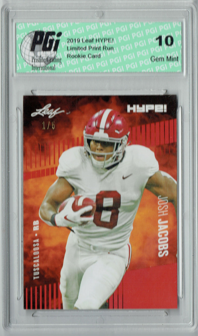 Josh Jacobs Rookie Card Las Vegas PGI 10 Gem Mint Football Trading Card 2019 Leaf HYPE! #21 The 1 of 5