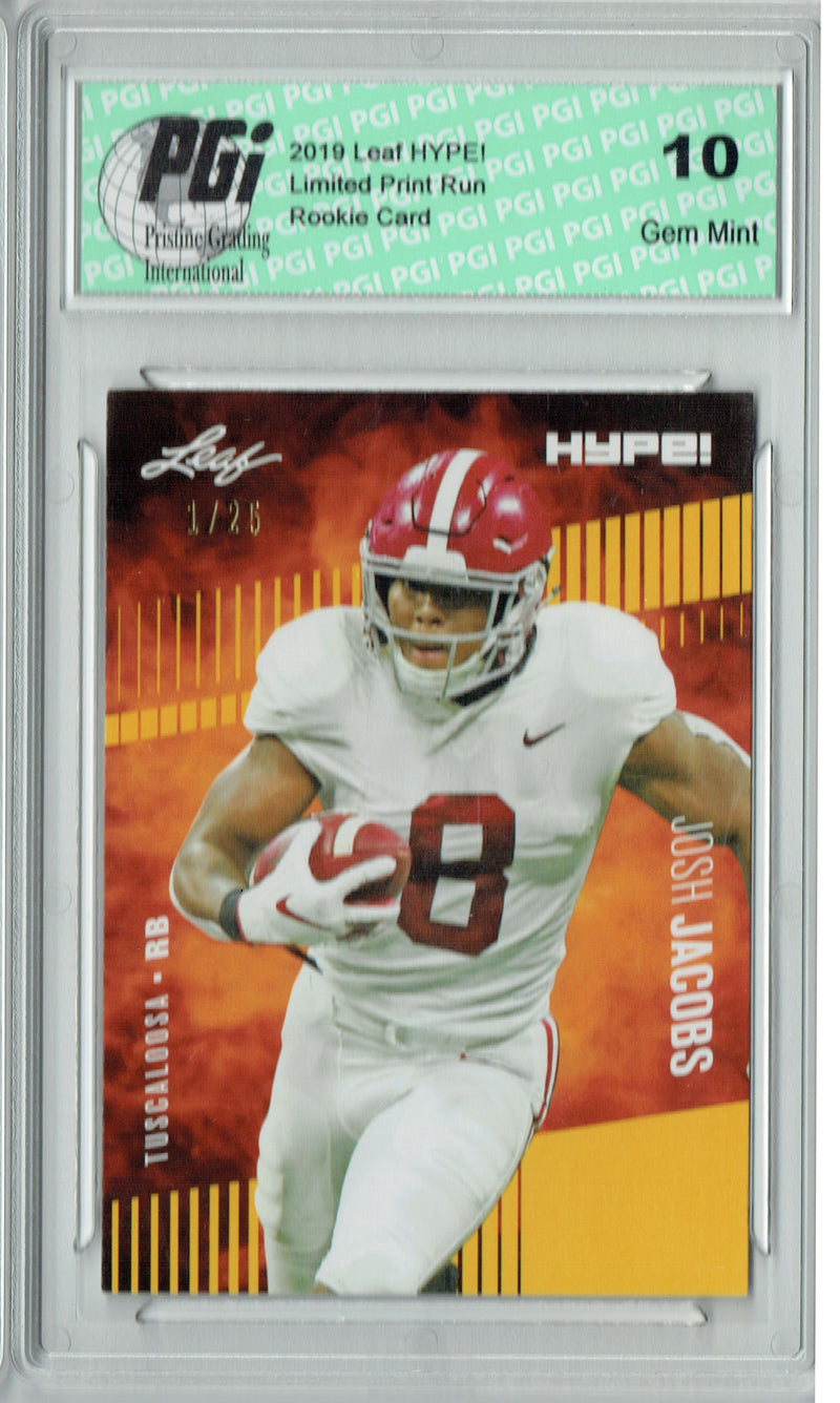 Josh Jacobs Rookie Card Las Vegas PGI 10 Gem Mint Football Trading Card 2019 Leaf HYPE! #21 The 1 of 25