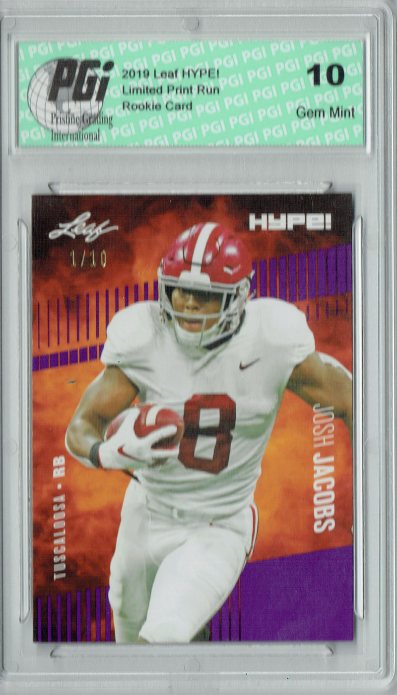Josh Jacobs Rookie Card Las Vegas PGI 10 Gem Mint Football Trading Card 2019 Leaf HYPE! #21 The 1 of 10