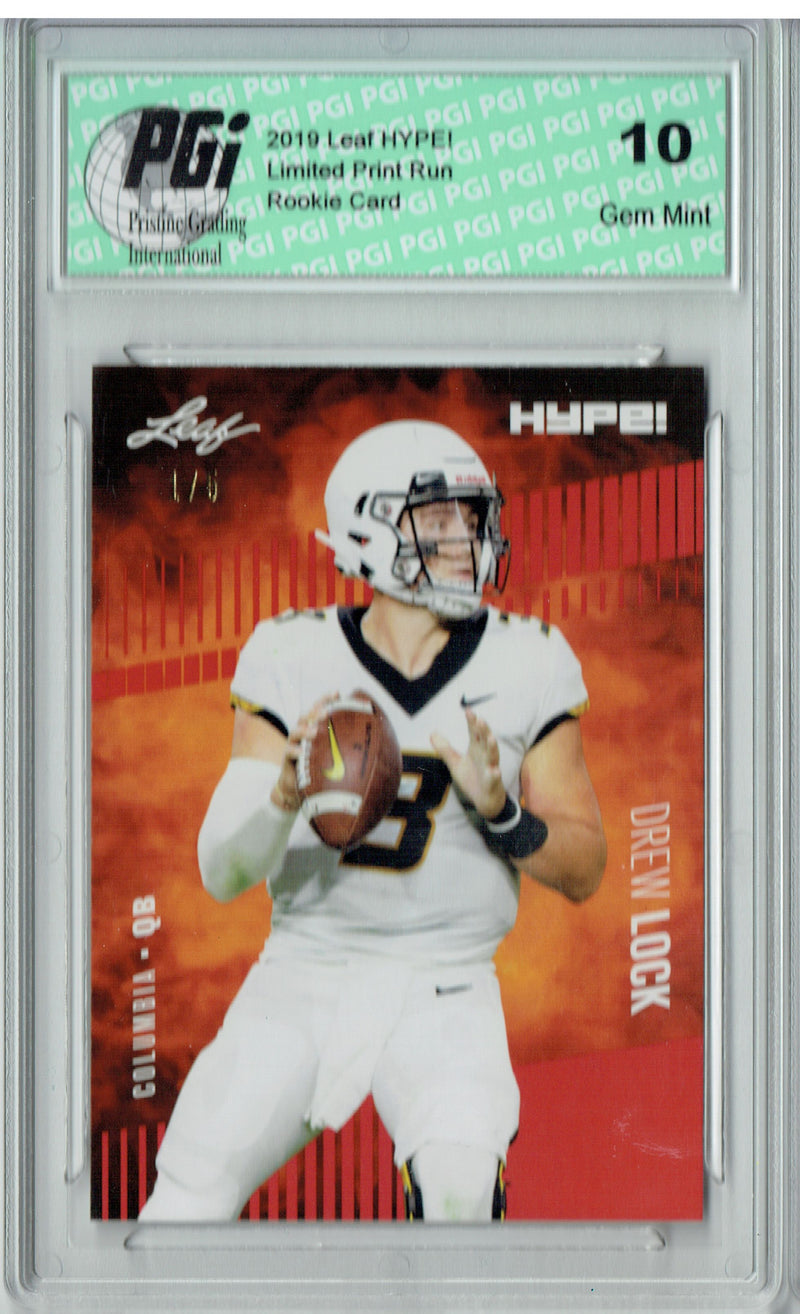 Drew Lock Rookie Card Denver PGI 10 Gem Mint Football Trading Card 2019 Leaf HYPE! #19 The #1 of 5