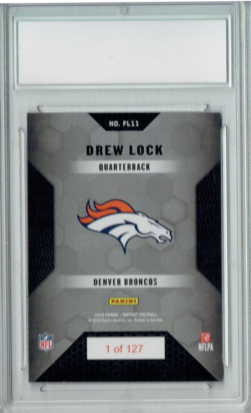 Drew Lock 2019 Panini Rookie Premiere #FL11 127 Made Rookie Card PGI 10