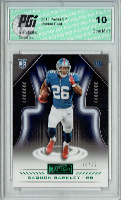 Saquon Barkley 2018 Panini Playbook #111 #18/25 Rookie Card PGI 10