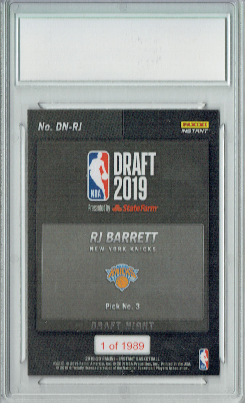 R.J. Barrett 2019 Panini Instant #DN-RJ 1st Rookie Card1989 Made PGI 10 RJ