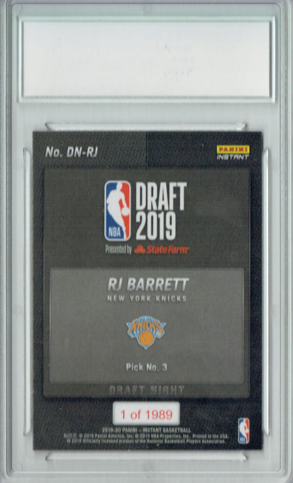 RJ Barrett 2019 Panini Instant #DN-RJ 1st Rookie Card 1989 Made PGI 10 RJ