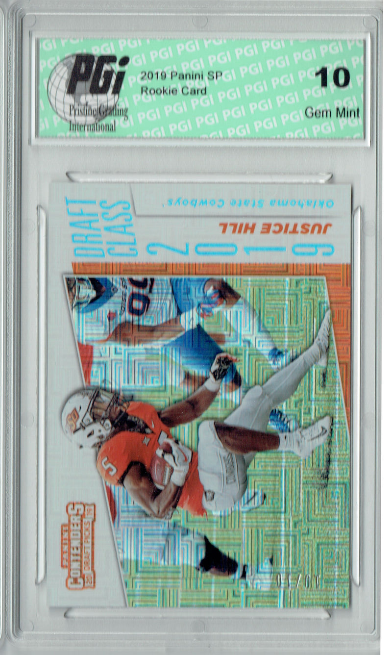 Justice Hill 2019 Panini Contenders #12 #10 of 10 Made Rookie Card PGI 10