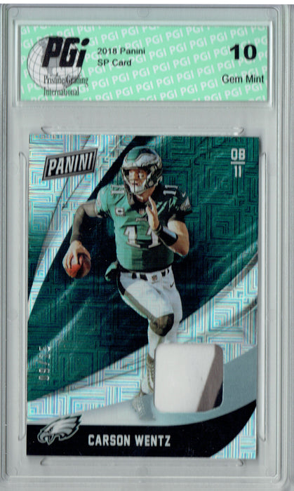 Carson Wentz 2018 Panini SP #8 #9/25 3 Color Patch Card PGI 10