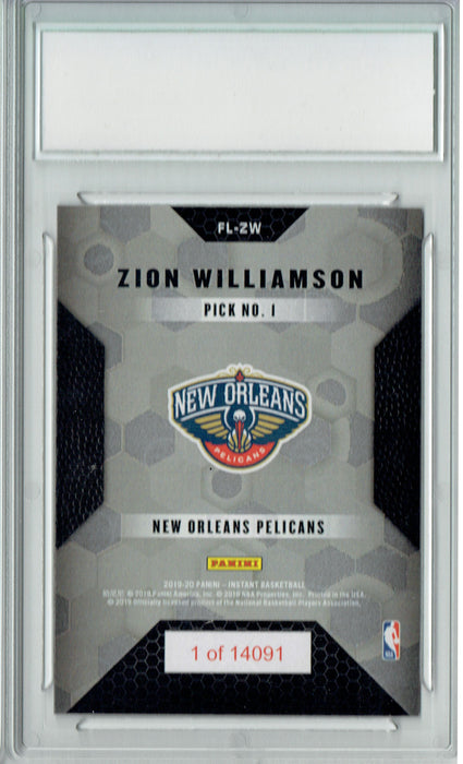 Zion Williamson 2019 Panini Instant #FLZW First Look 1 of 14k Rookie Card PGI 10