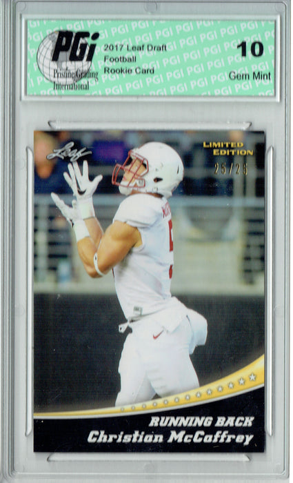 Christian McCaffrey 2017 Leaf Limited Edition #1 Gold 25 Made Rookie PGI 10