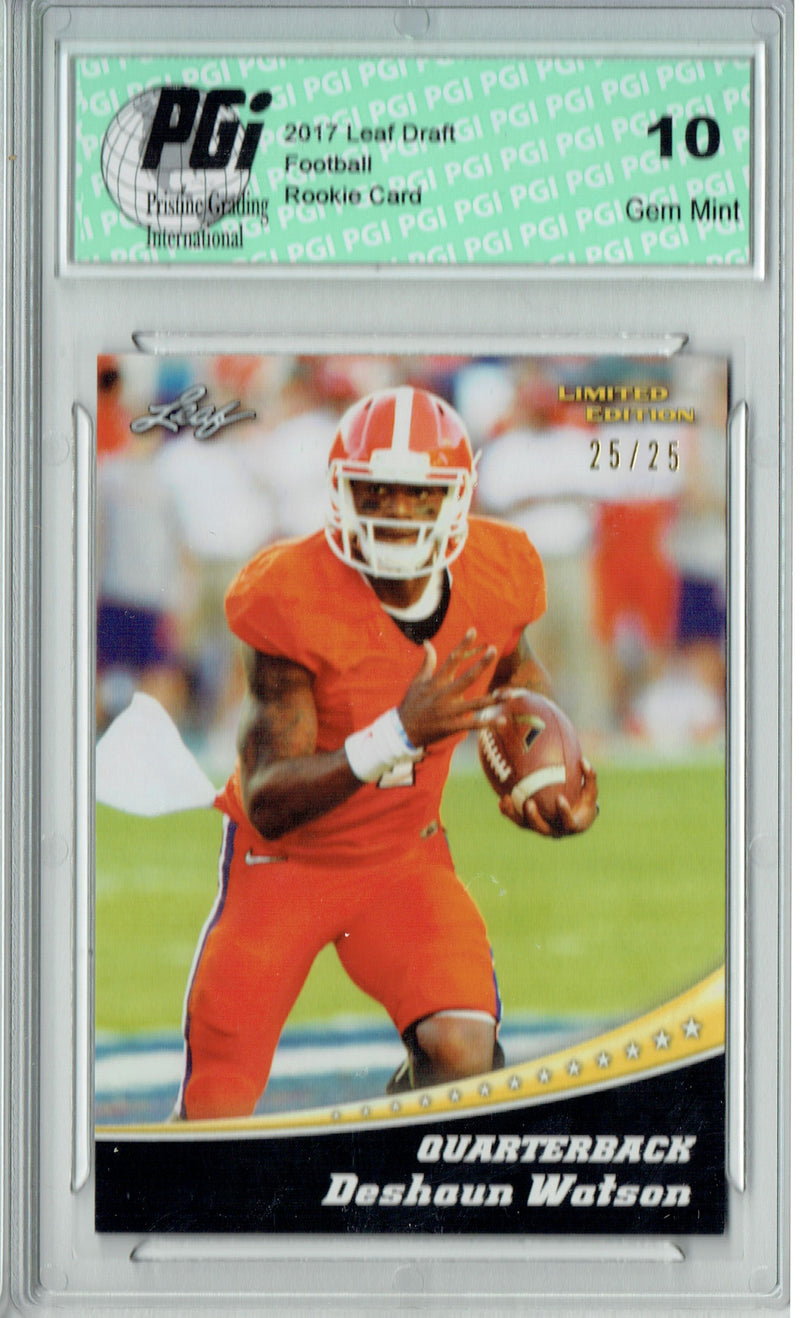 Deshaun Watson Rookie Card Houston PGI 10 Gem Mint Football Trading Card 2017 Leaf Limited Edition #4 Gold 25 Made