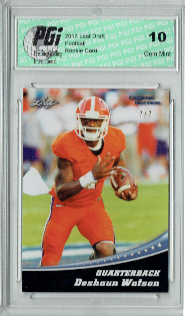 Deshaun Watson Rookie Card Houston PGI 10 Gem Mint Football Trading Card 2017 Leaf Limited Edition #4 Silver Blank Back 7 Made