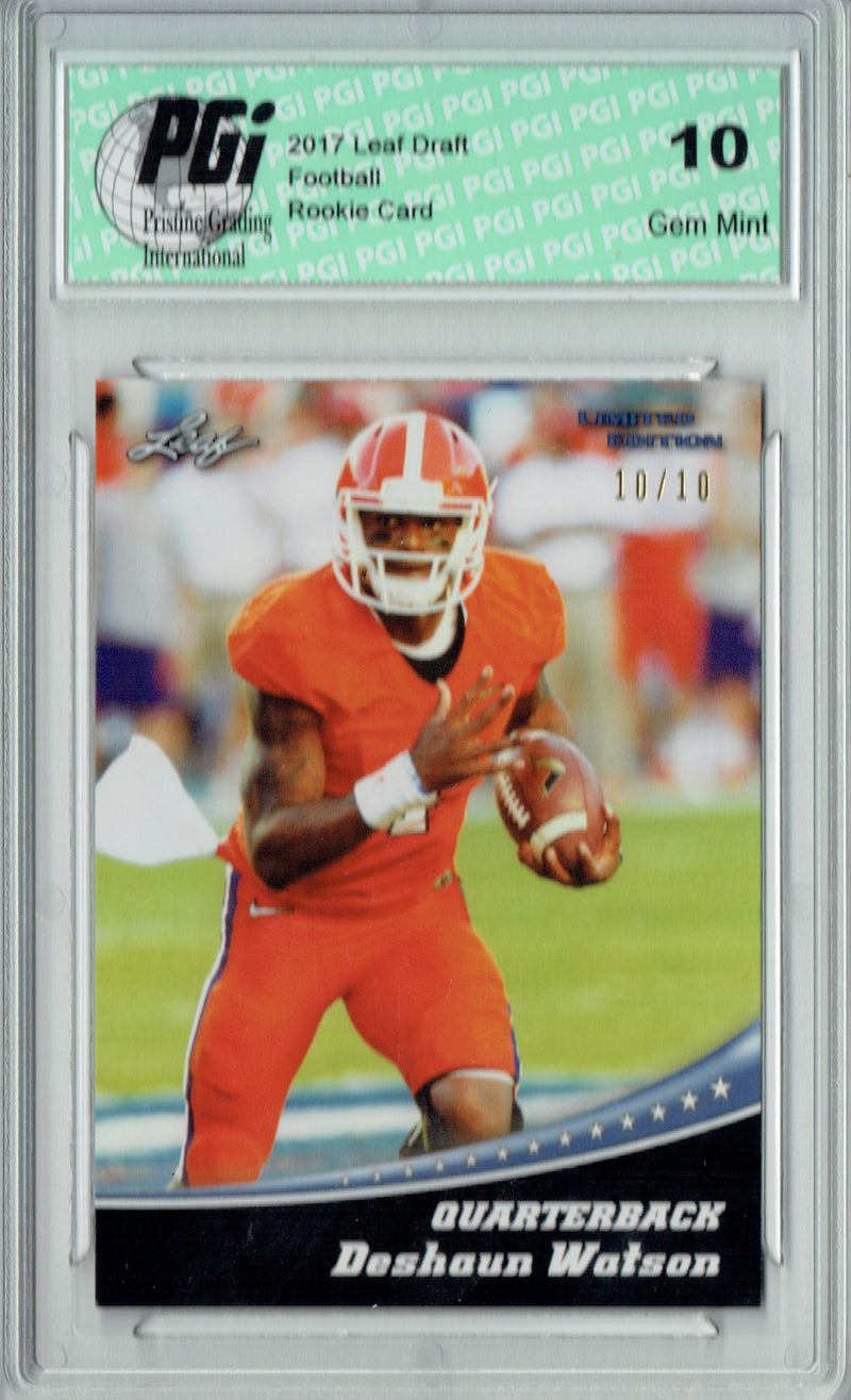 Deshaun Watson Rookie Card Houston PGI 10 Gem Mint Football Trading Card 2017 Leaf Limited Edition #4 Silver 10 Made