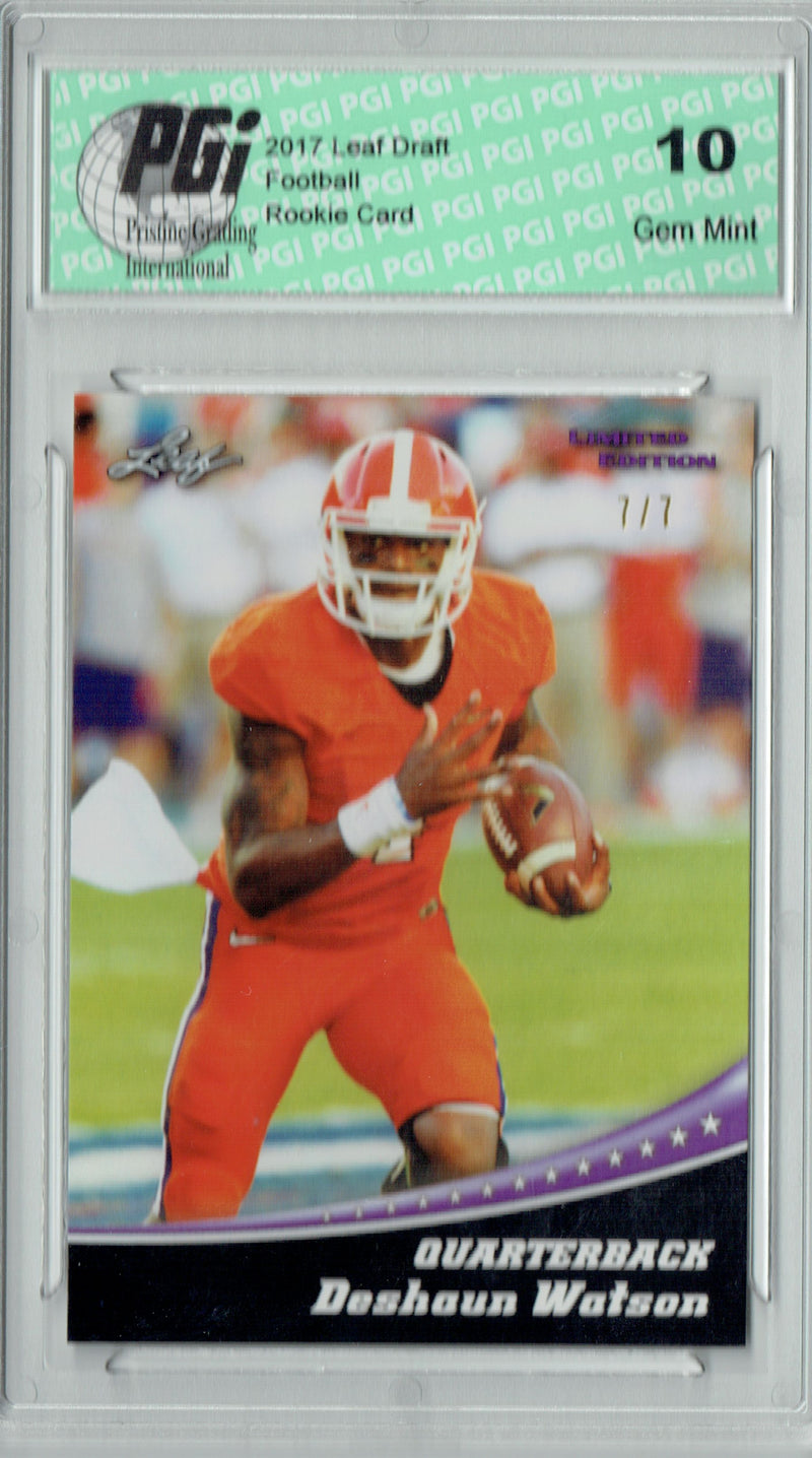 Deshaun Watson Rookie Card Houston PGI 10 Gem Mint Football Trading Card 2017 Leaf Limited Edition #4 Purple Blank Back 7 Made
