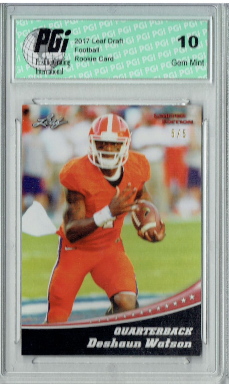 Deshaun Watson Rookie Card Houston PGI 10 Gem Mint Football Trading Card 2017 Leaf Limited Edition #4 Red SP 5 Made