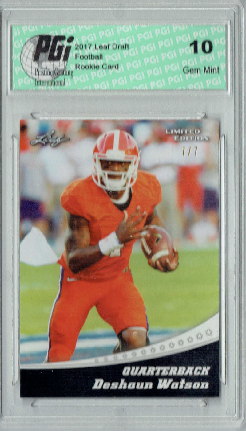 Deshaun Watson Rookie Card Houston PGI 10 Gem Mint Football Trading Card 2017 Leaf Limited Edition #4 White Blank Back 7 Made