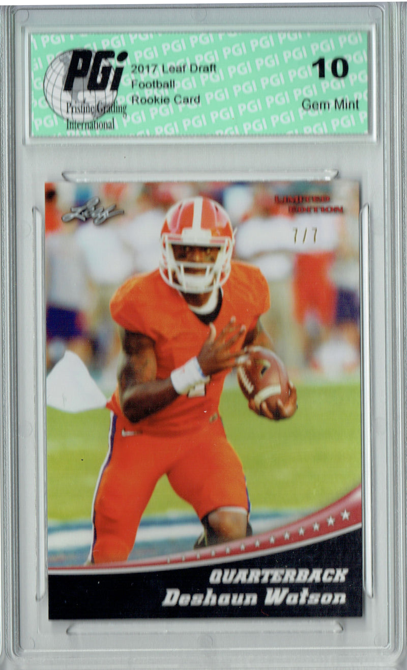 Deshaun Watson Rookie Card Houston PGI 10 Gem Mint Football Trading Card 2017 Leaf Limited Edition #4 Red Blank Back 7 Made